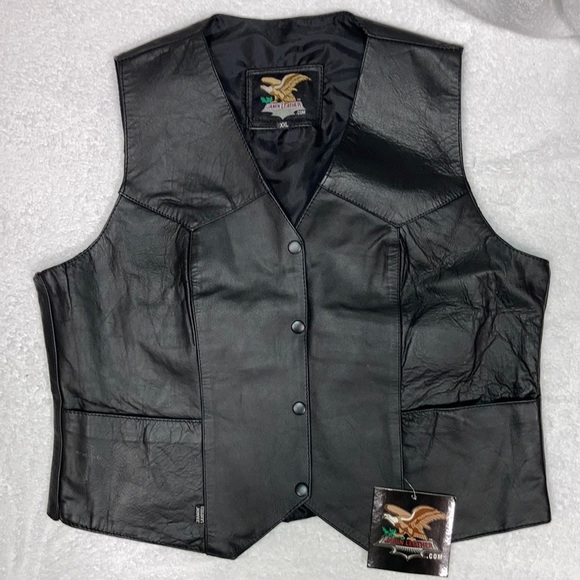 NWT premium Buffalo leather black snap xxl vest - Picture 1 of 7